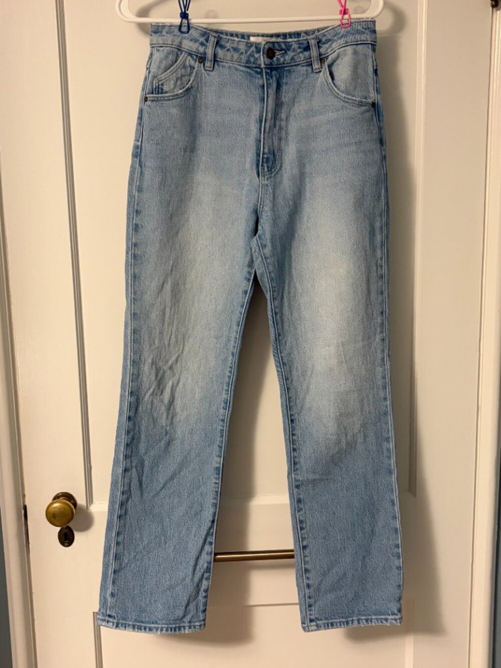 Rollas original high rise straight jeans size 28 g'day mate wash